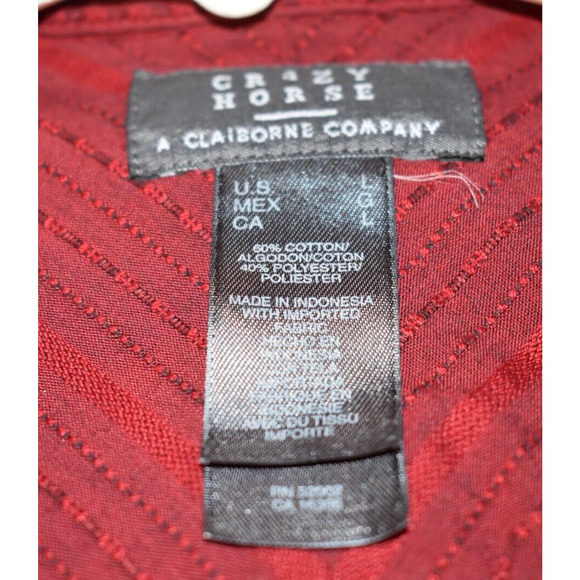 CRAZY HORSE Button up Shirt Men's Large Red with Vertical Thread Details Cowboy - Picture 6 of 6